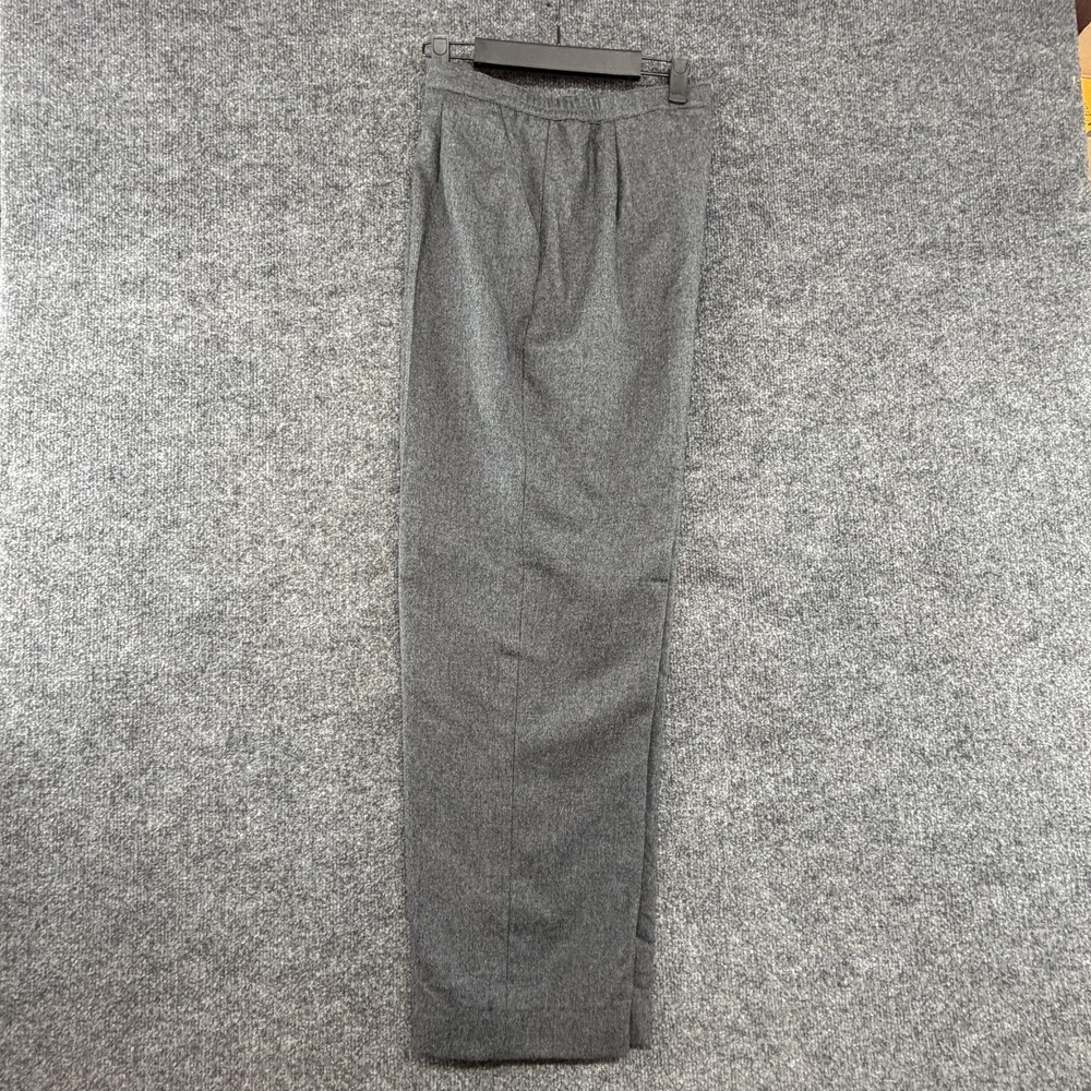 VTG Schrader Pants Womens 14 Gray 100% Wool Flannel Tapered Pleated Lined Dress